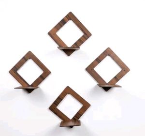 Set of 4 Diamond Shaped Wooden Wall Shelves