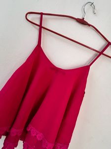 Women's Pink Spaghetti Strap Crop Top