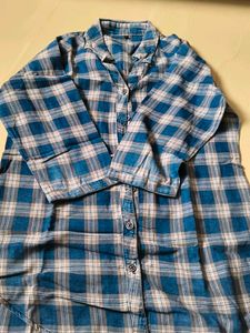 Blue Plaid Button-Up Shirt