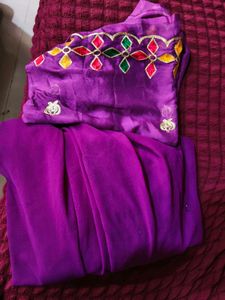 Elegant Purple Anarkali gown with duppta