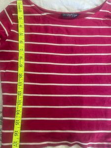 Striped Long Sleeve cotton crop top in size M
