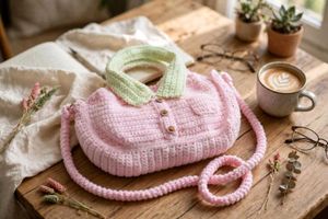 Crochet Collared Shirt Bag