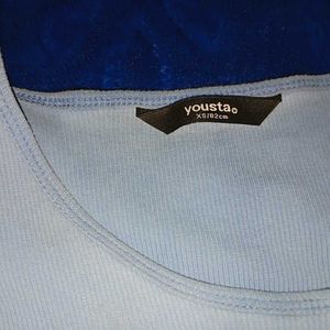 Blue Ribbed U-Neck T-Shirt