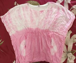 Pink &amp; White Tie-Dye Tunic Top