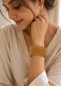 18K Gold Plated Mesh Cuff Bracelet | Anti-Tarnish