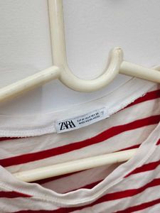 ZARA Classic Red &amp; White Striped T-Shirt