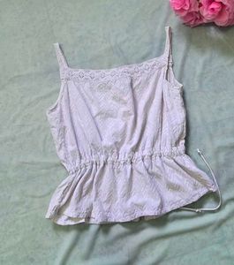 Pinterest cute White Lace Strap Peplum Top | Cut