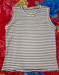 Striped Tank Top &amp; Black Track Pants Set