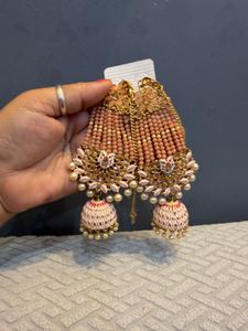 Beautiful Pink & Gold Jhumka Earrings