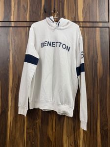 Benetton White Graphic Hoodie
