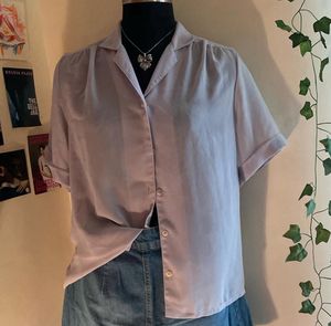 Vintage Style Lavender Button-Up Blouse