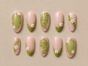 Charming Floral Press-On Nails💅💚