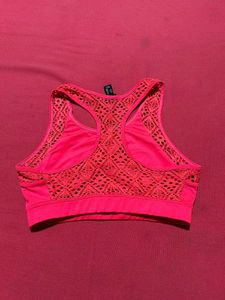 Neon Pink Lace Back Sports Bra – New Look