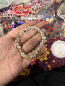 rose transparent beads Butterfly Charm Beaded Brac
