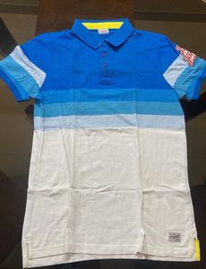 Men's Blue Striped Polo T-Shirt