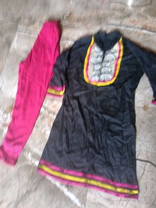 Stylish Black Kurti with Pink Pants
