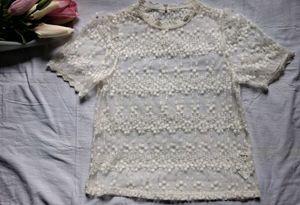Sheer Lace Embellished Top