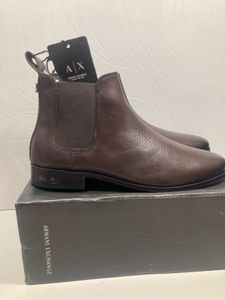 Armani Exchange Brown Leather Chelsea Boots