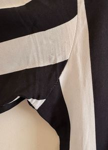 Black and White Striped Knee Length Dress | Size S