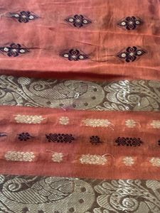 Elegant Orange Saree with Gold Border