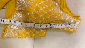 Brand New Yellow Embellished Indo western