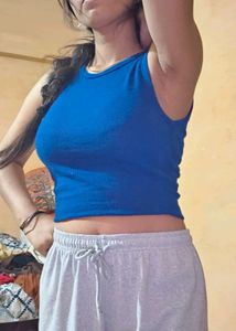 Blue Ribbed Tank Top