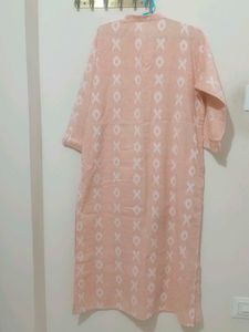 Peach Ikat Print Kurta with pocket