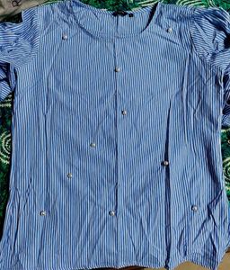Blue Striped Formal Top