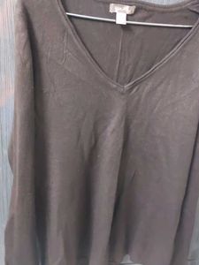 Elegant Brown V-Neck Long Sleeve Top