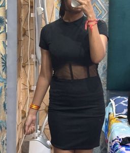 Chic Black Mesh Corset Dress