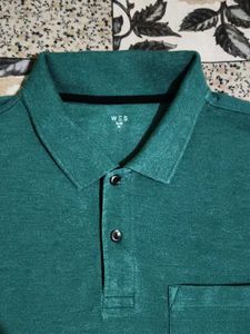 WESTSIDE Men's Teal Band Collar T-Shirt