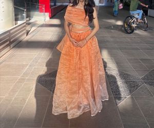 Elegant Orange organza Lehenga Choli