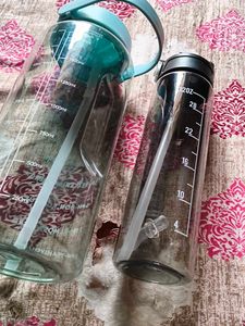 Large Water Bottle with Straw