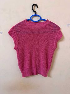 Chic Pink Knit Sleeveless Top