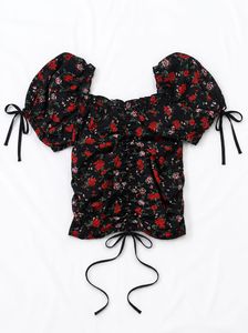 Shein black floral top