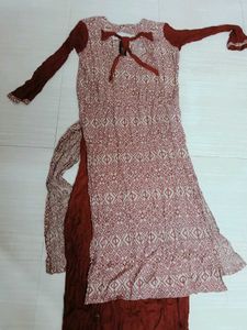 Elegant Maroon Printed Ethnic Gown