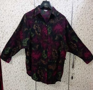 Abstract floral button up designer shirt