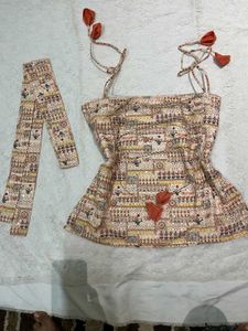 Desi Ethnic cotton corset top with Scarf