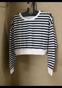 Striped Cropped Long Sleeve Top