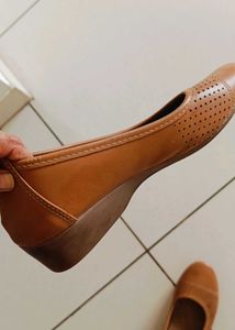 Comfortable Tan Perforated Ballet Flats