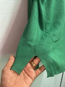 Green Knit Top with underneath lace sleeves