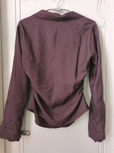 Cinched Waist Button-Up Blouse