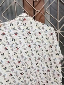 Mickey Mouse Print Button-Up Shirt