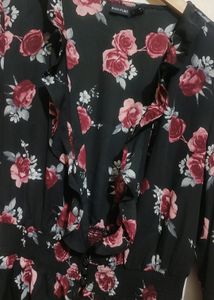 Black Dress Floral Print For Girl Or Woman 34 Bust