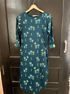 Blue cotton printed kurta