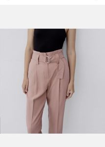 Zara Dusty Pink Ankle length Belted Trousers