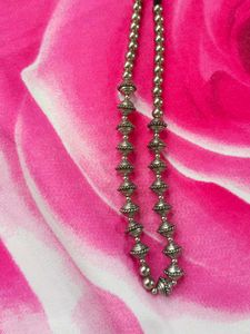 Oxidized Silver Beaded Necklace