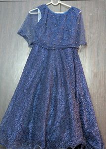 Elegant Navy Lace Gown