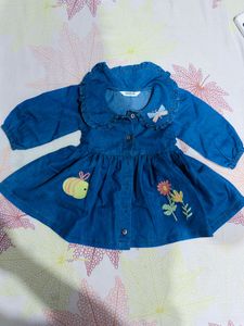 Cute Denim Dress with Appliques