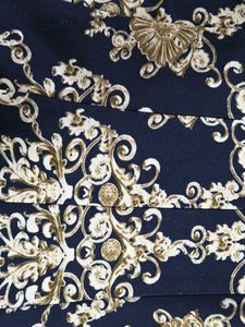 Navy Blue Baroque Print Dress